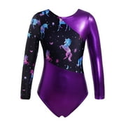 iEFiEL Toddlers Kids Girls Stylish Leopard Gymnastic Ballet Dance Leotards A-Purple 8